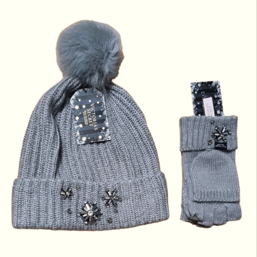 🆕️ Victoria's Secret Winter Angel Collection Sparkle Hat & Gloves NWTS